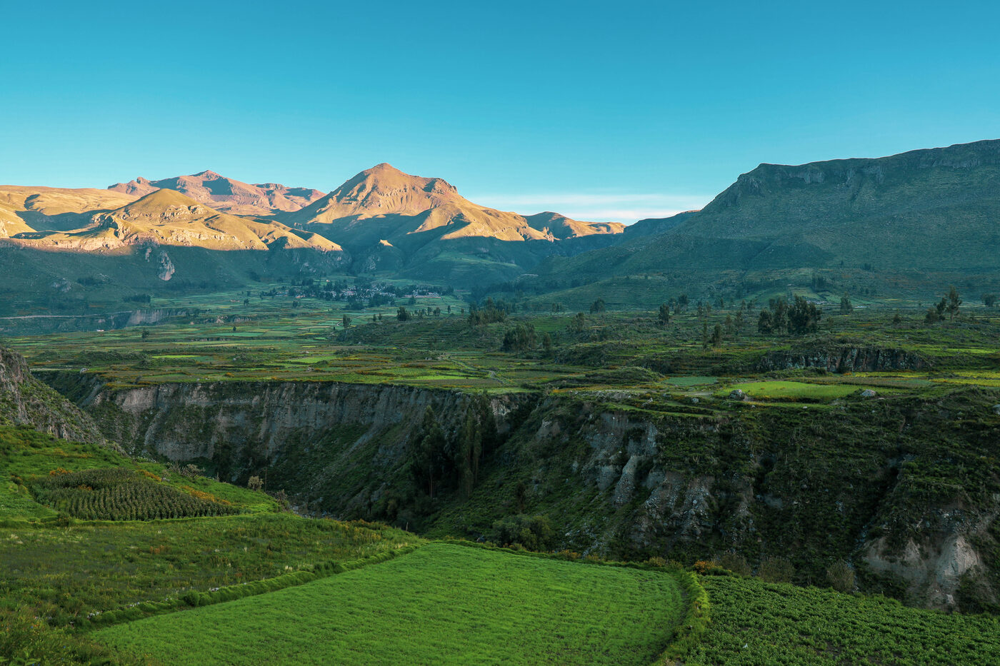 The Colca Canyon with dramatic cliff edge
